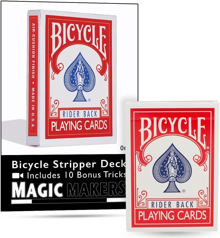 Magic Makers Bicycle Stripper Deck With 10 Bonus Tricks (Red