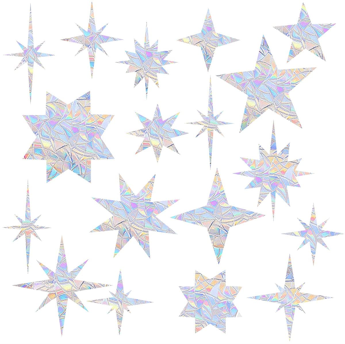 Star Window Decals Star Window Clings Static Cling Window Sticker Anti Collision Window Decals for Bird Strikes,Rainbow Stickers for Glass Windows