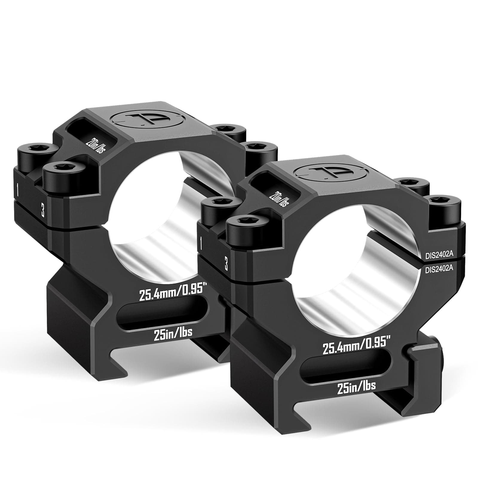 Precision Rings for Telescoping Scope, Precision Sight Mounts for Picatinny Rails (1" to 0.95")
