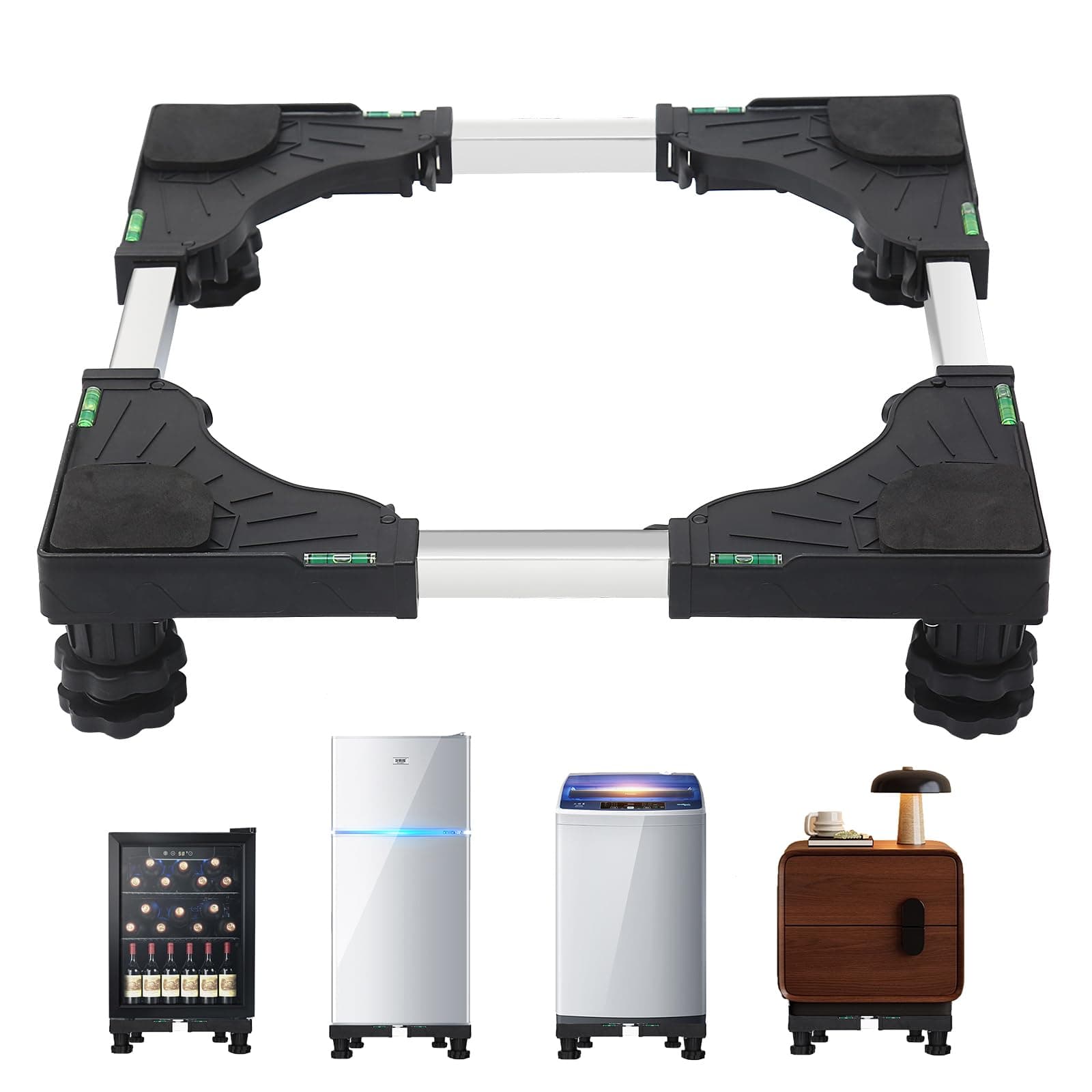 Mini Fridge Stand,Raised Base Adjustable Mini Refrigerator Stand,Christmas Tree Platform,Pedestal Stand, 4 Strong Feet Washer and Dryer Stand,Base for Heavy weight (Black)