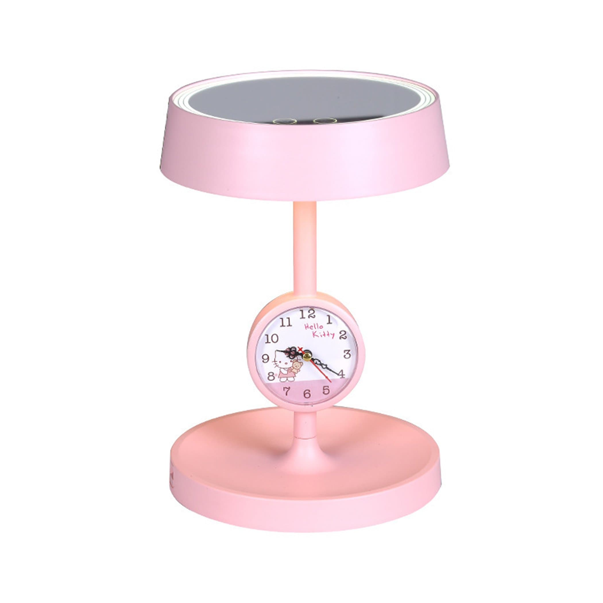 Make up Vanity Mirror,LED Lights Touch Screen Metal Material with 3X Mini Magnification Mirror, 6-in-1 Table Lamp Mirror USB Recharge,Hello Kitty Alarm Bedside-Gift Set(Include Battery)