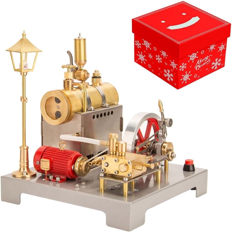 SE-02 Reversible Horizontal Steam Engine Kit with Boiler, Generator, and Street Lamp - 100PCS Educational Model for Adults, DIY Stationary Engine Science Kit