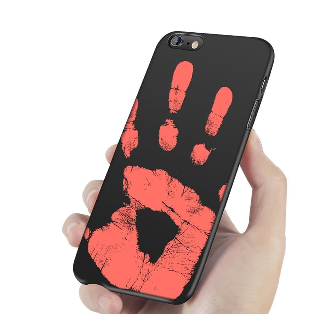 Magical Heat Sensitive iPhone 6 6s Case, Thermal Sensor Phone Cover Matte Soft PU Back Case for iphone 6/6s 4.7", color changing black to red