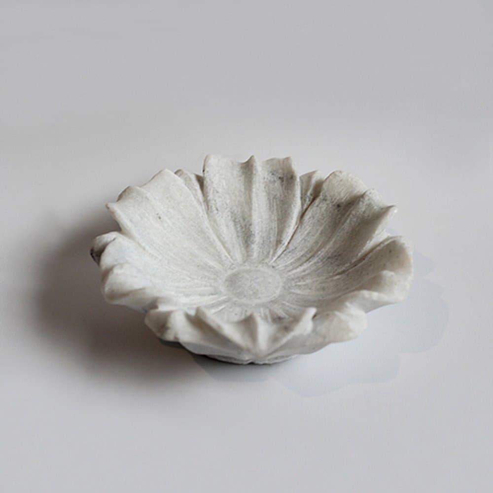 RM Marble Bowl Pot Tray Bird Bath (Package Include 1 Piece) Garden Home Decoration Diwali Festival Wedding Creation Art Decor