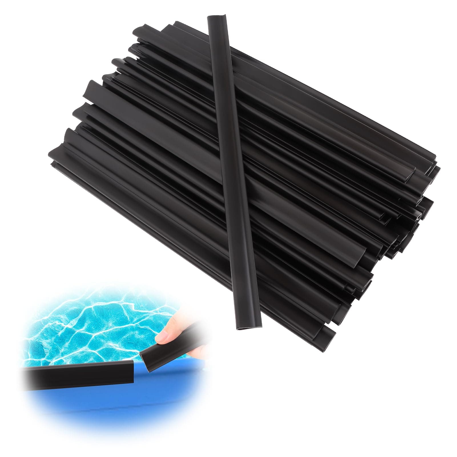 Coping Strips for Overlap Above Ground Pool Liners, Swimming Pool Plastic Liner Clips Replacement Patch Kit for 24ft Round, 15 X 30ft Oval and 16 X 24ft Oval (Qty 61, 15.74 inches Long)