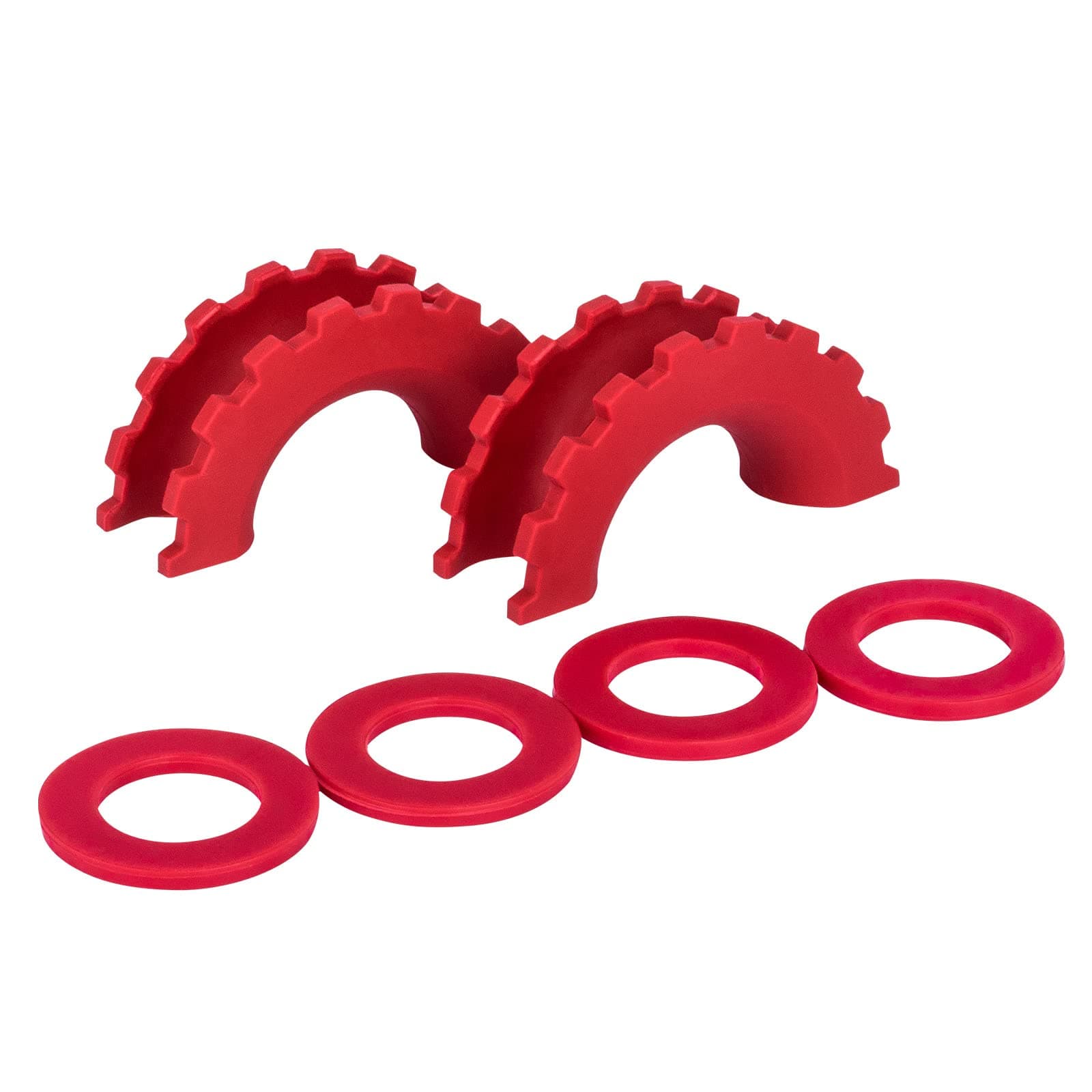 BUNKER INDUST D Ring/Shackle Isolator Kit,1 Pair Red D-Ring Isolator and 4 Pcs Washers Dring Cover Fit for 3/4" Shackle Hooks 4x4 Off Road Jeep Accessories Protect Bumper and Reduce Rattling