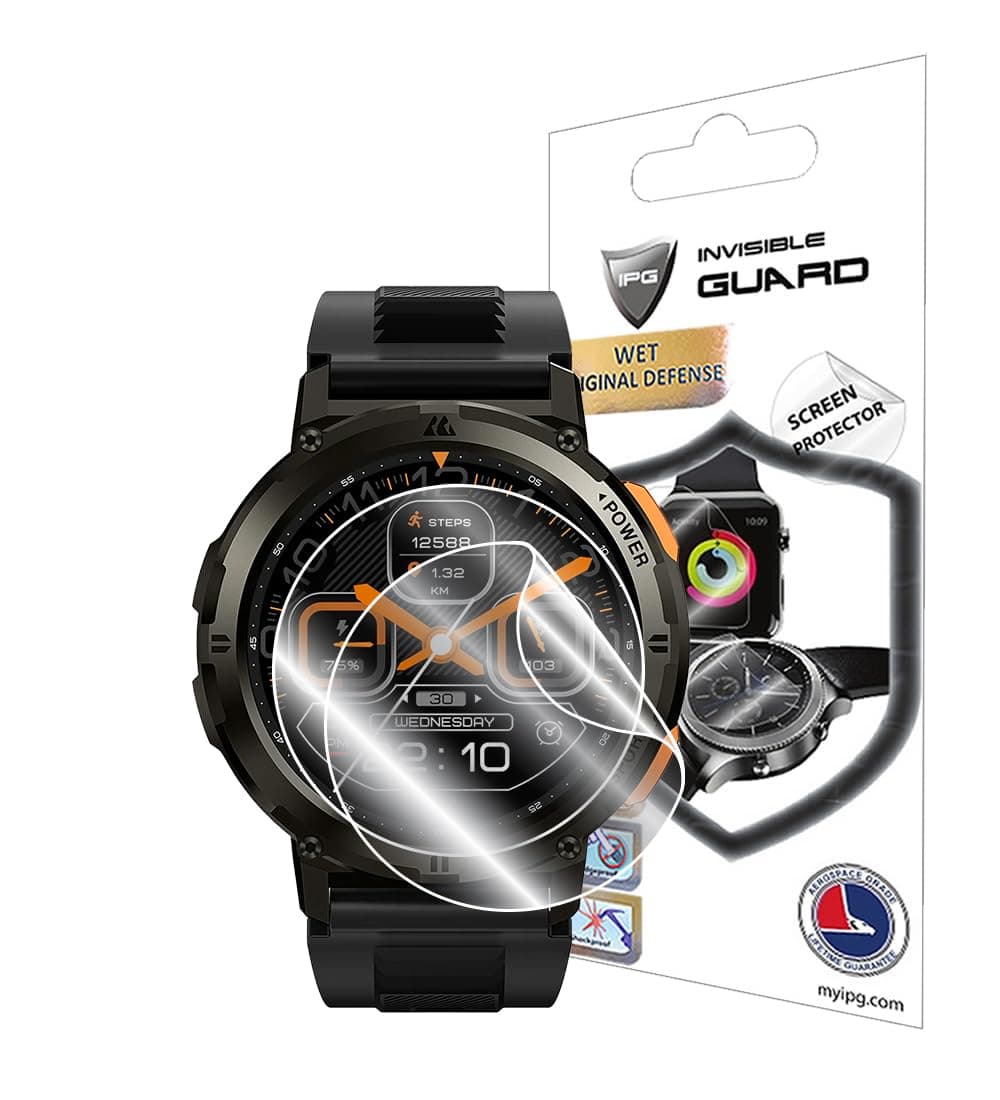 IPG for AMAZTIM T2 Smart Watch Hydrogel Screen Protector (2 Units) Invisible HD Clear Film Anti Scratch Guard-Smooth/Self-Healing/Bubble for T2