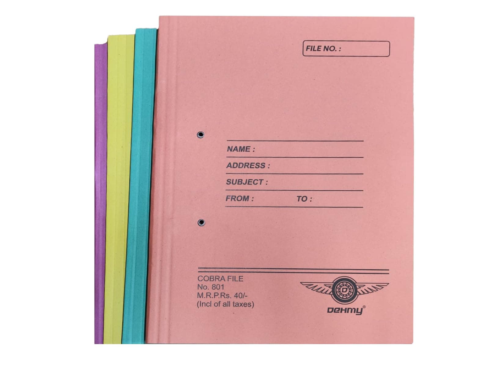 DeHMY Paper Cobra Files with Spring Inside Assorted Colours (10)