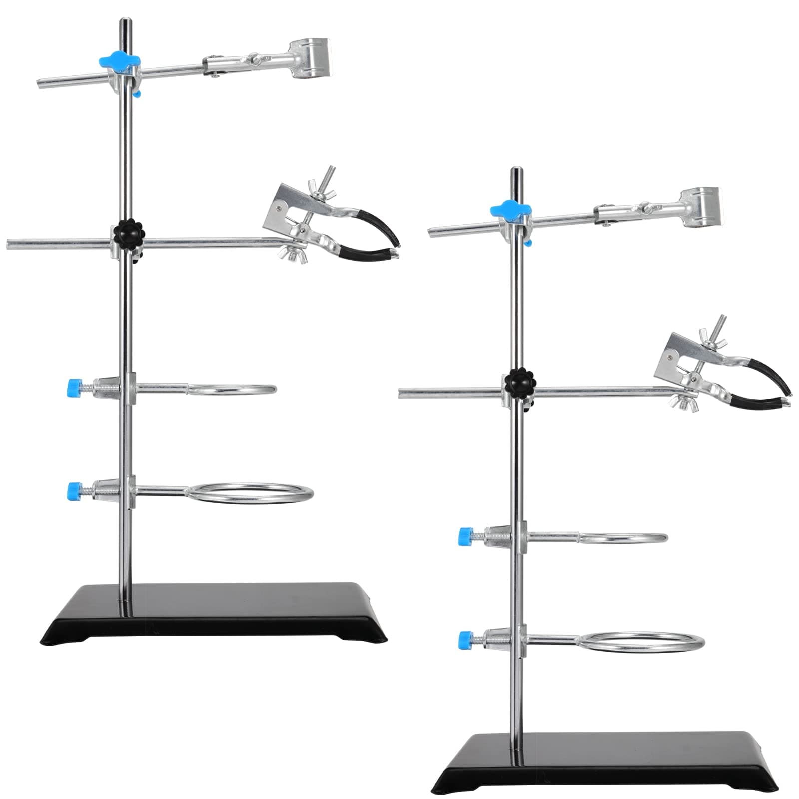 SHEUTSAN 2 Pack 16 Inch Laboratory Lab Stand Set, Lab Stand & Clamp Set, Stands Support Set Including 4 Retort Rings, 2 Flask Clamp, 2 Burette Clamp