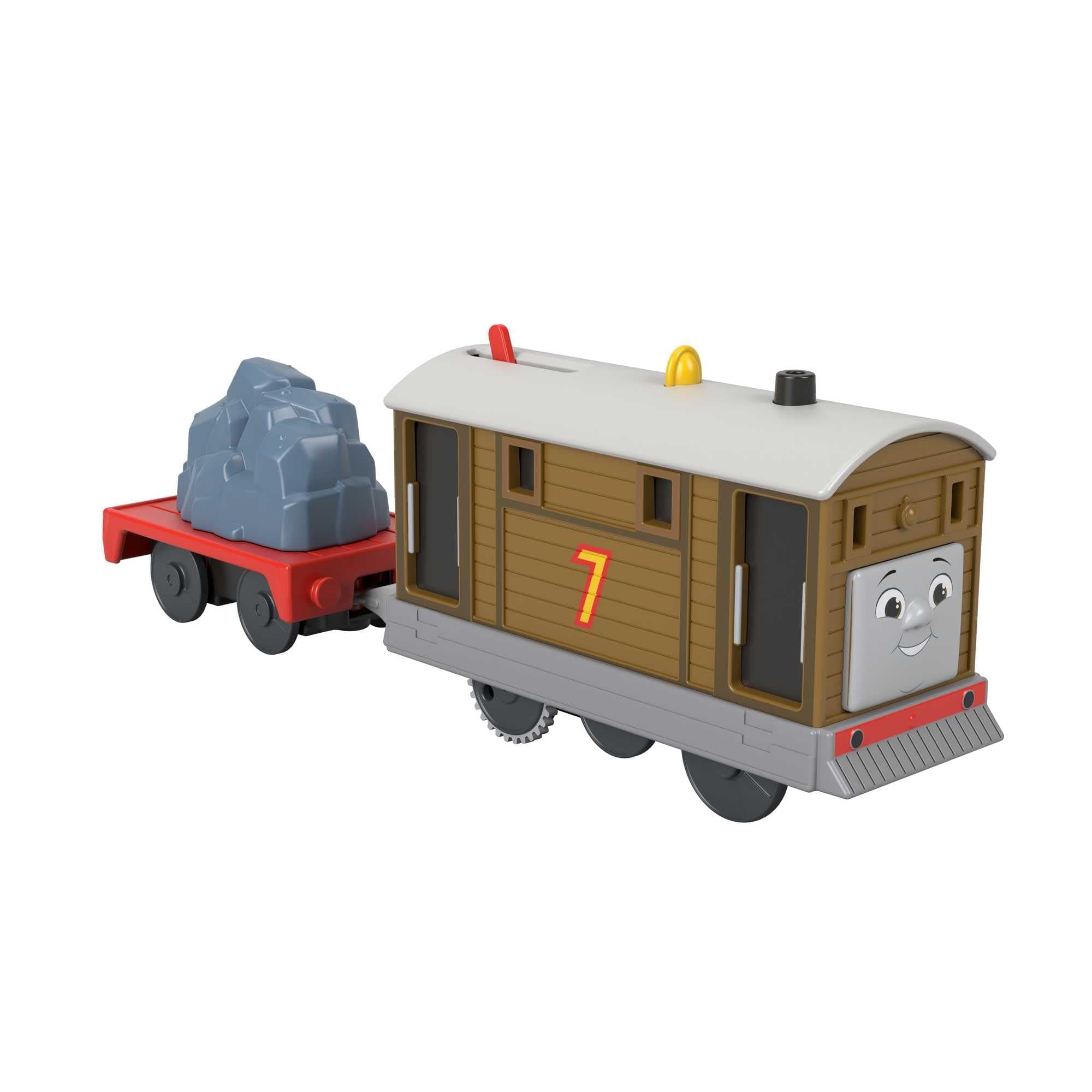 Motorized Toy Train Toby Battery-Powered Engine with Cargo Car for Preschool Pretend Play Ages 3+ Years, HTN30