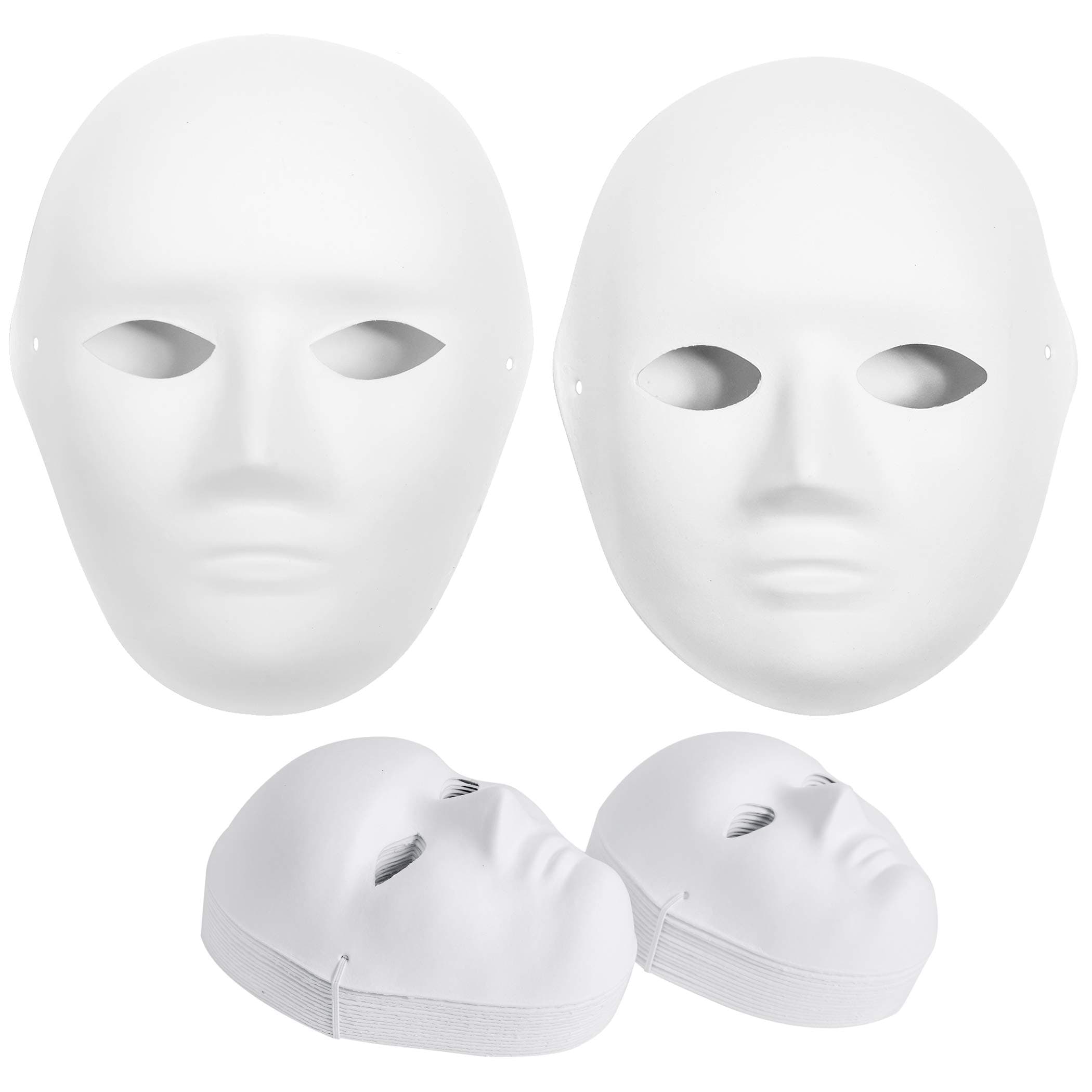 CALPALMY 30 Pack Paper Mache Masks - 2 Sizes for Artistic Projects, Theater, Halloween, Masquerade Parties, Classroom Art