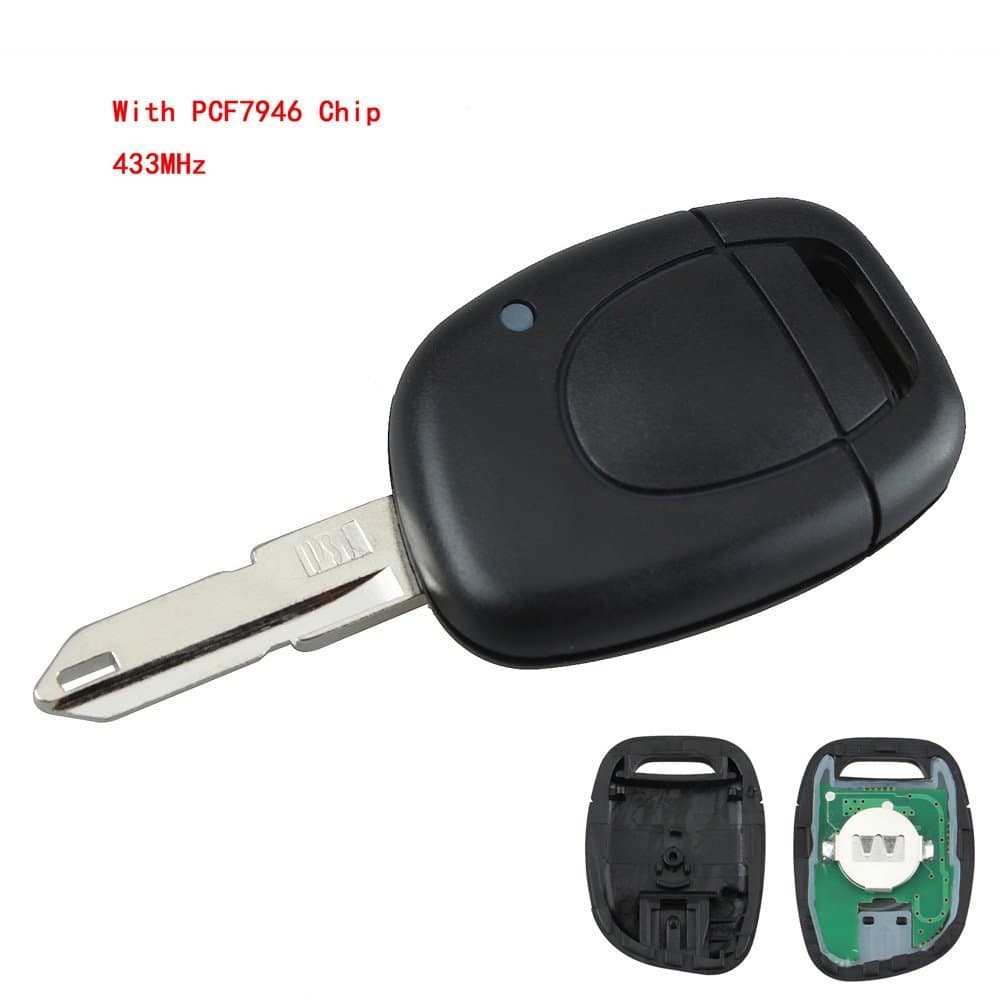 BACAI 1 Button 433MHz Car Smart Keyless Entry Remote Key Fob for Renault with PCF7946 Chip