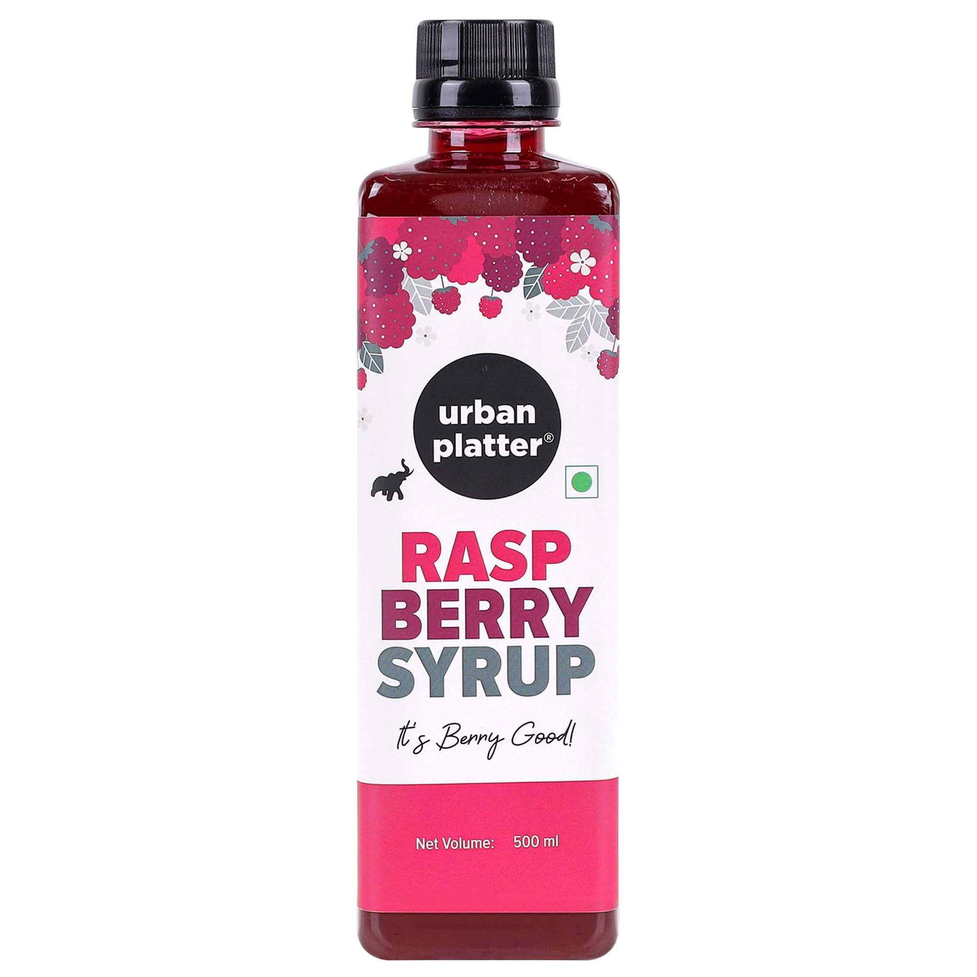 Urban Platter Raspberry Syrup, 500ml / 17fl.oz [Plant-Based, Thick, Real Fruits]