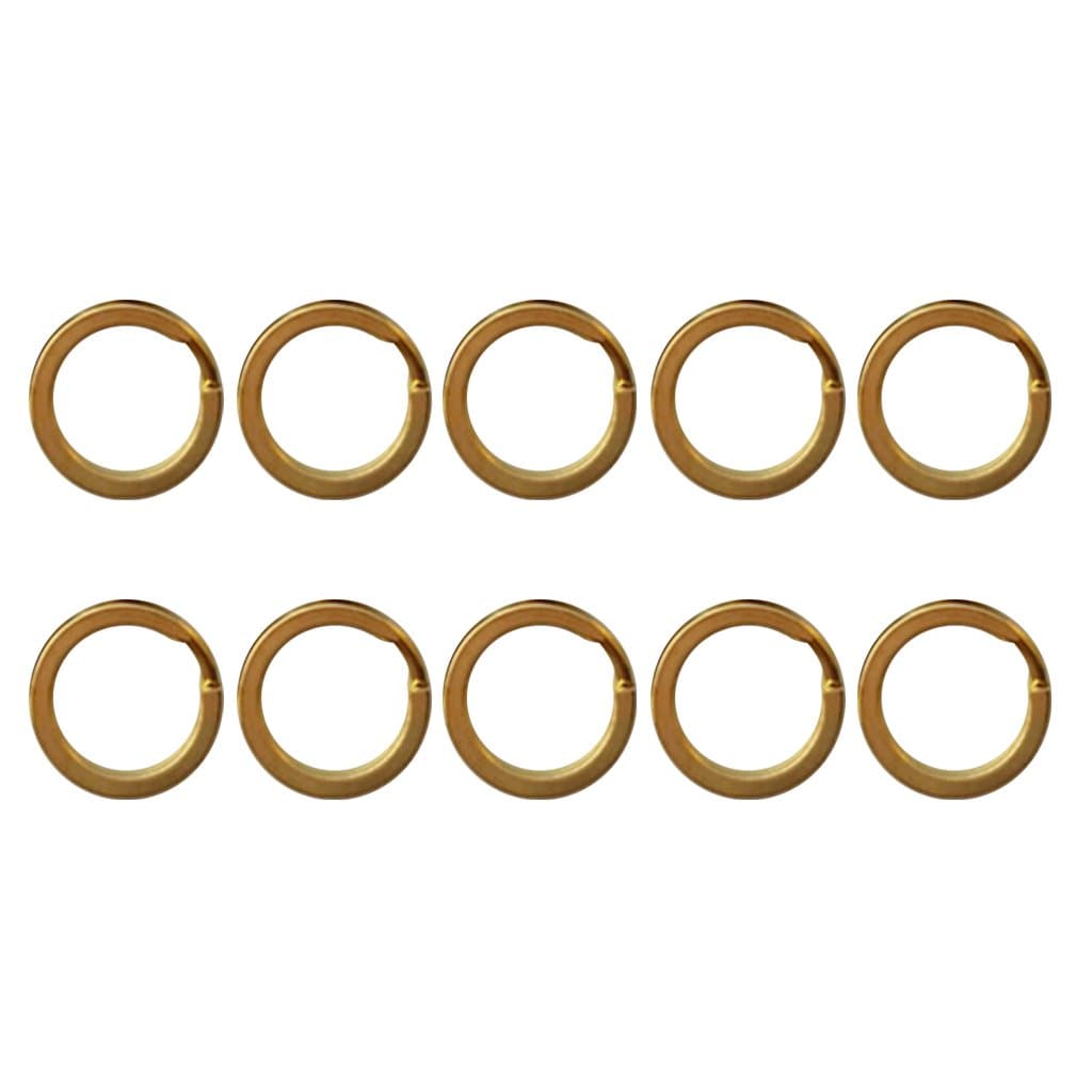10 Pieces Small Heavy Duty Brass Flat Split Rings Keyring keychain Key Ring Loop Holder Clasps Connector, Gold Color - Choice of Size - 15mm