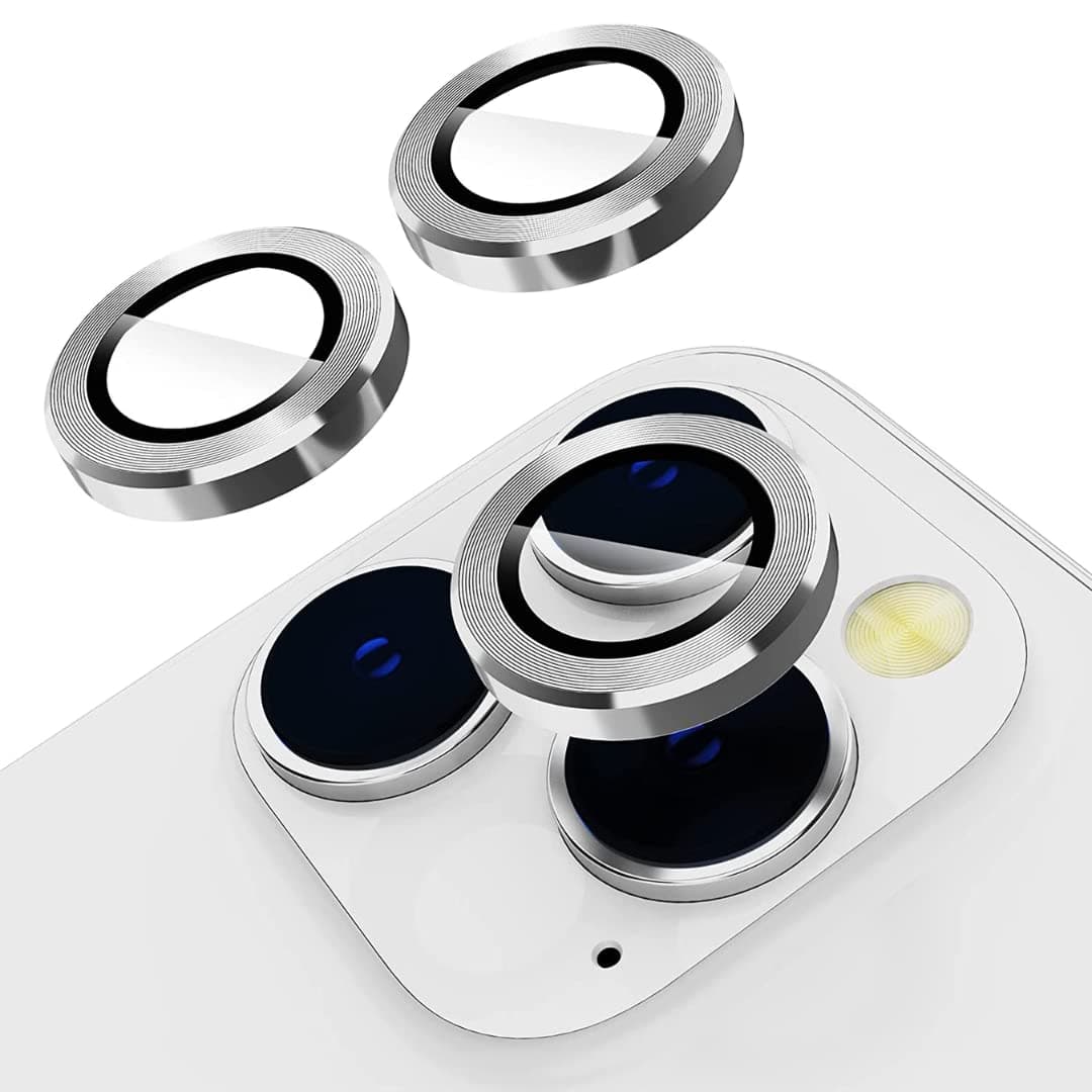 iPhone 14 Pro Max Camera Lens Protector, 9H Tempered Glass Camera Cover Screen Protector Metal Individual Ring for iPhone 14 Pro Max iPhone 13 ProMax 6.7 inch 2022 (Silver)