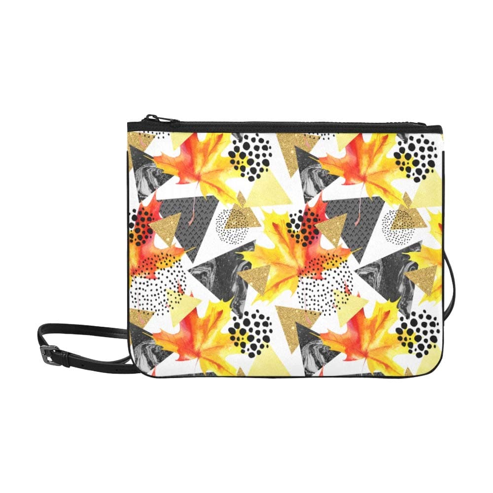 Asian Maple Leaf Watercolor Red Autumn Maple Pattern Custom High-grade Nylon Slim Clutch Bag Cross-body Bag Shoulder Bag