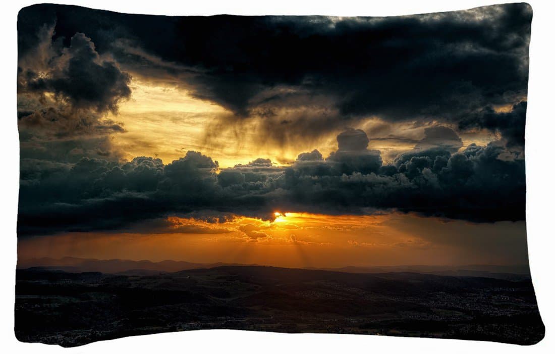 Microfiber Peach Standard Soft And Silky Decorative Pillow Case (20 26 Inch) - Nature Sunrise Sunset Sky Clouds Landscapes