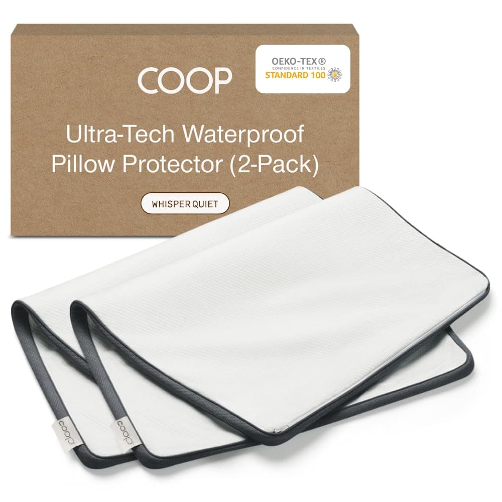 Ultra-Tech Pillow Protector for Memory Foam Pillows, Waterproof, Pack of 2 King Size Pillow Covers, Oeko-Tex Certified, Breathable, Zippered Covers, Machine Washable