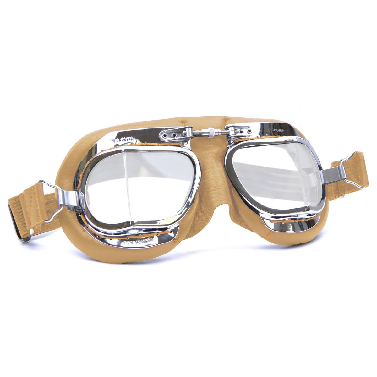 Mk49 Leather Motorcycle Goggle For Open Face Helmets Tan