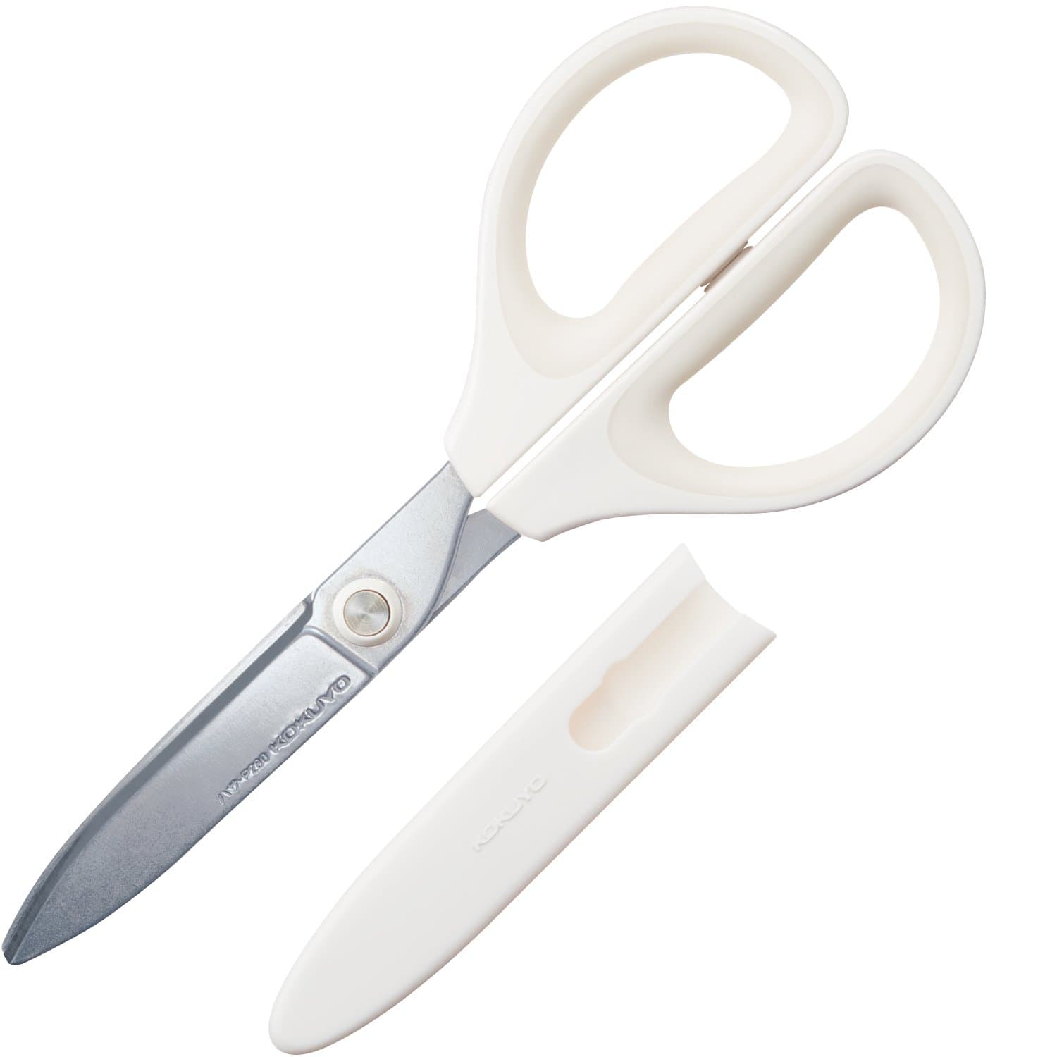 Saxa Glueless Scissors, White, 3D Blade, Symmetrical Handle for Both Right-hand and Left-hand, with Safety Cap, Japan Import (HASA-P280W)