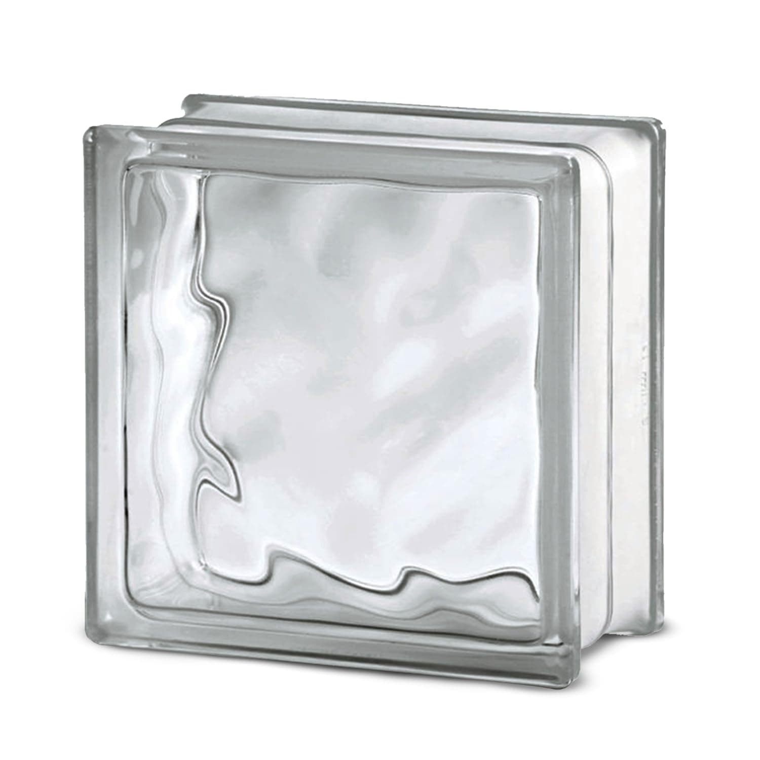 | 7.5x7.5x3 Basic Wave Glass Block | Decorative Glass Brick for Home Walls, Windows, Partitions & Modern Interior Decor