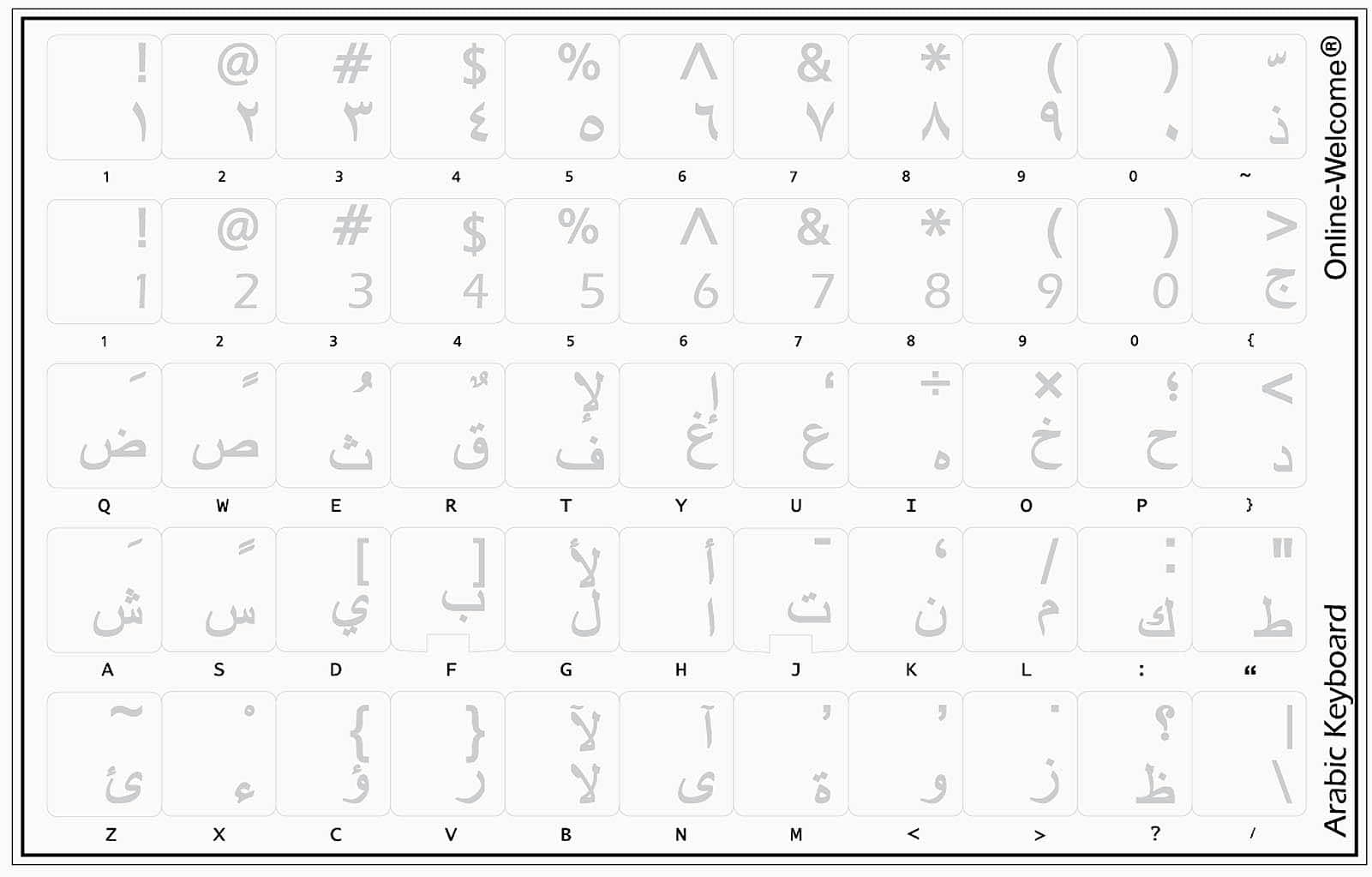 Arabic Keyboard Stickers Transparent Background White Letters for PC Computer Laptop Keyboards