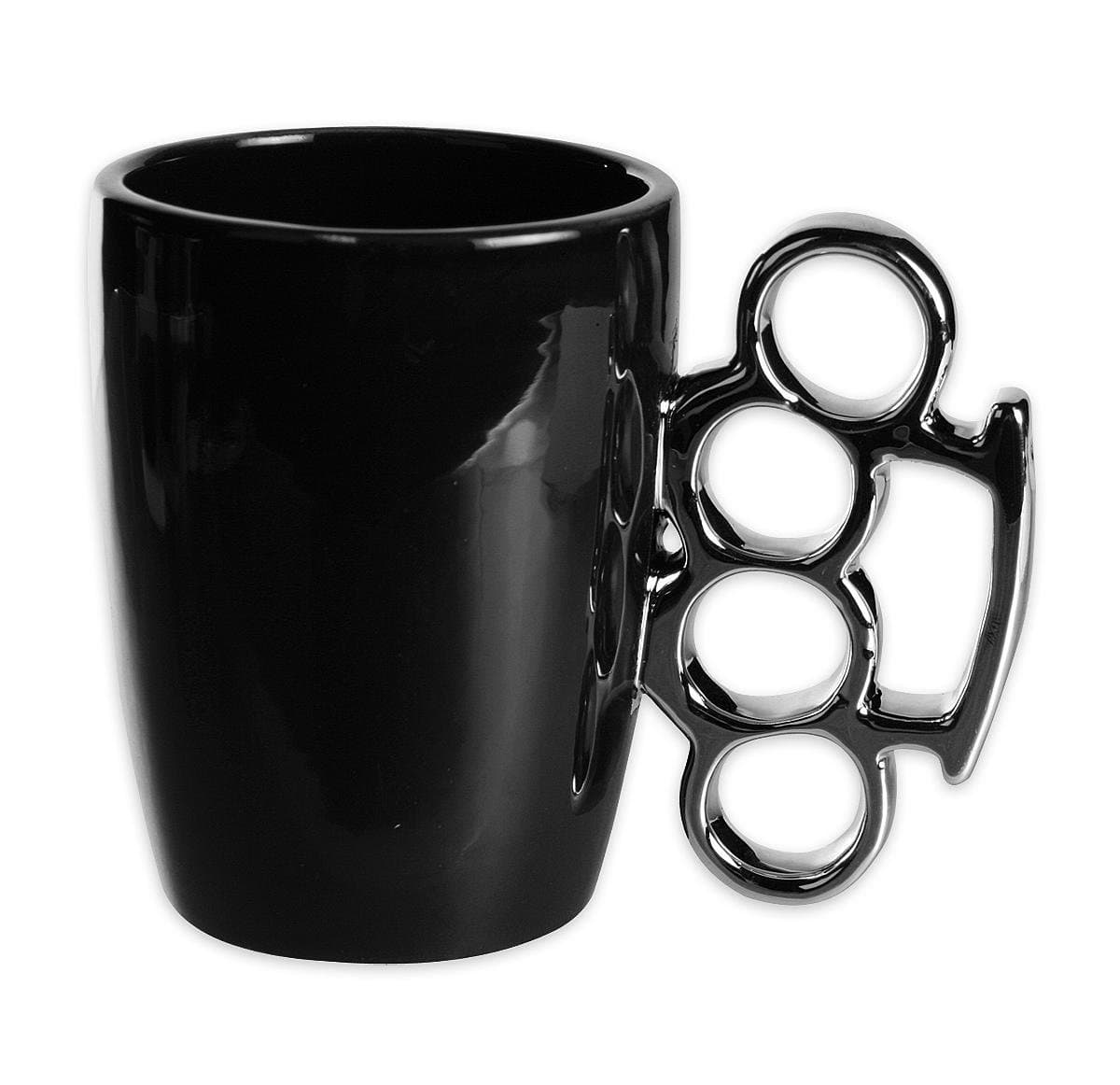 Close Up OOTB Black Ceramic Mug, Knuckle Duster