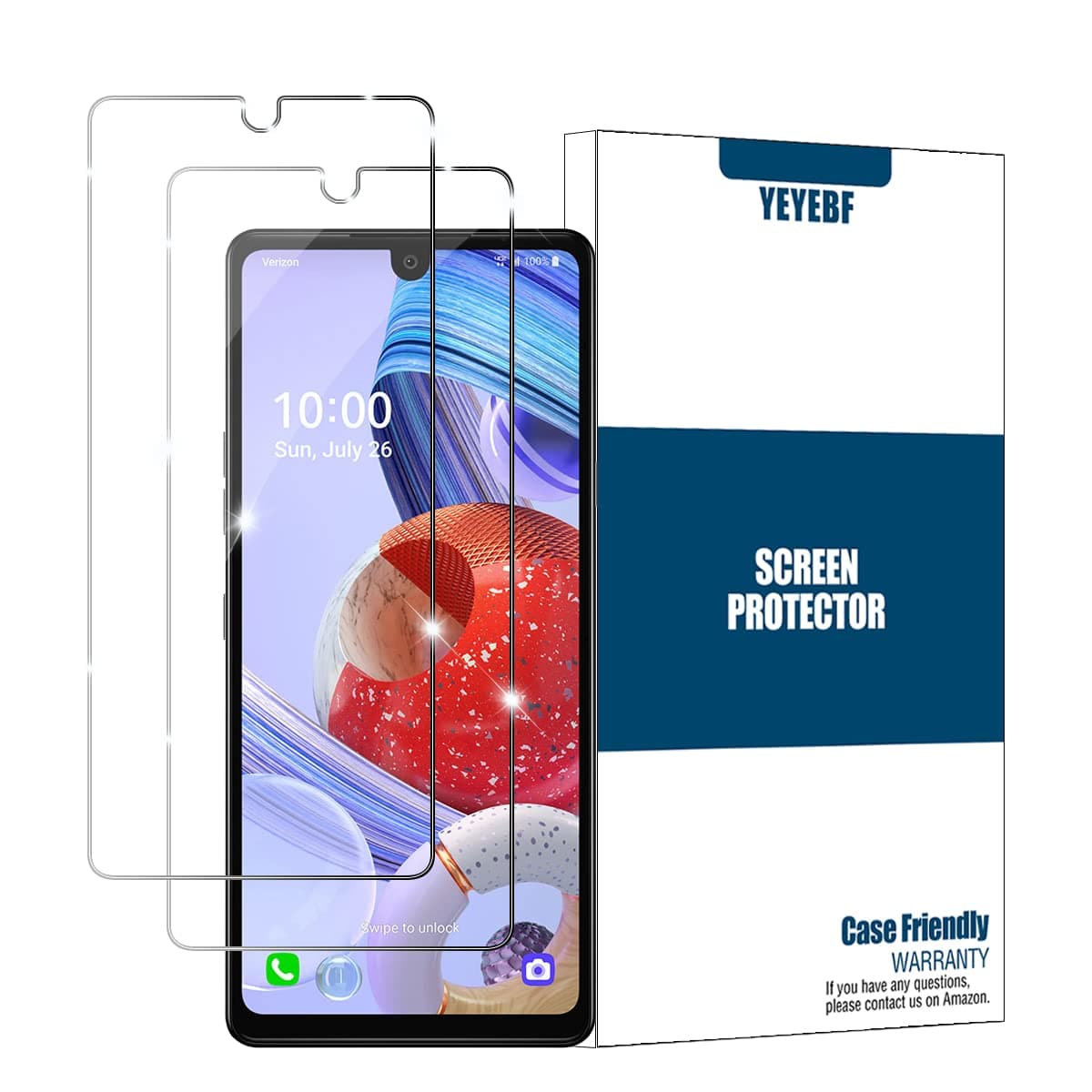 LG Stylo 6 Screen Protector By YEYEBF, [2+2 Pack]Full Coverage Tempered Glass [Case-Friendly][Bubble-Free][3D Glass] Screen Protector Glass For LG Stylo 6