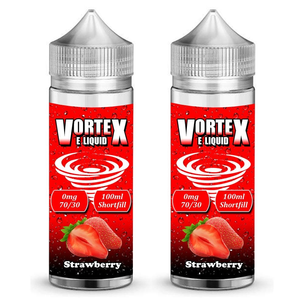 Twin Pack - 2X 100ml Strawberry Shortfill E Liquid 70/30 Vape Juice High VG Premium E-Liquids No Nicotine 0mg Short Fill Shortfilled eJuice Ecig Ecigarette E Cigarette Juice (VORTEX E LIQUID)