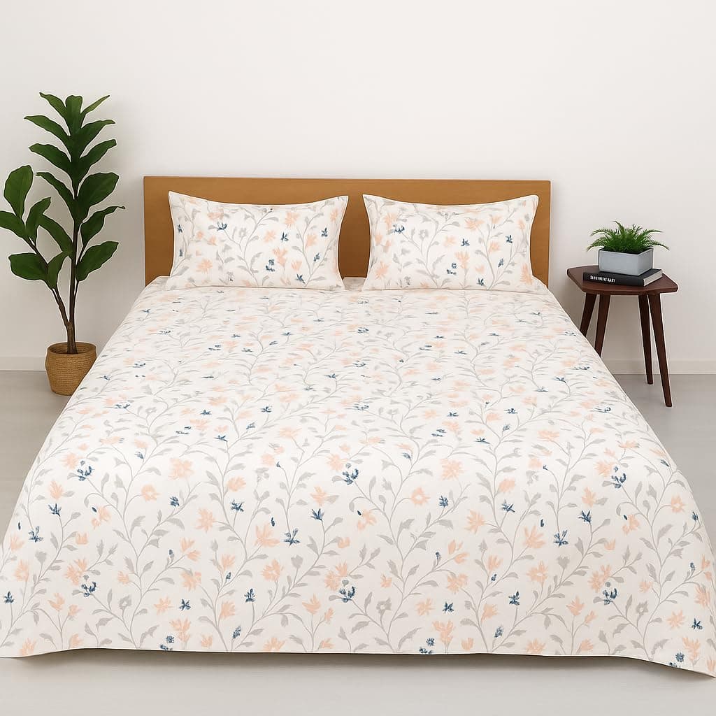 Single Bedsheet Set Light Weight & Durable Bedsheets for Single Bed,Wrinkle Free Hypo-Allergenic Single Bed Sheet with 2 Pillow Cover (Pink White Waverly)