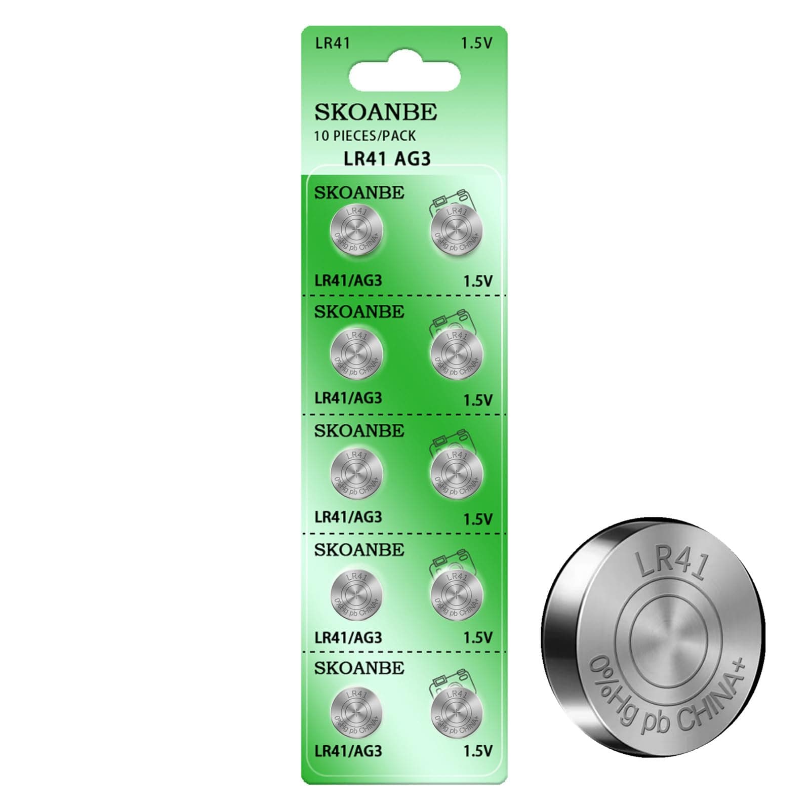 SKOANBE 10PCS LR41 392 384 192 AG3 SR41 1.5V Button Coin Cell Battery