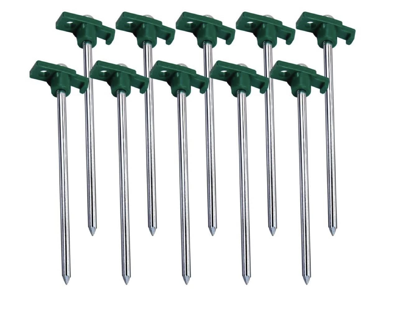 ADEPTNA Heavy-Duty Storm Proof 10 Pack Galvanized Steel Rust Proof Tent Pegs – These Steel Hard Ground Pegs are Ideal for a Hard and Rocky Ground