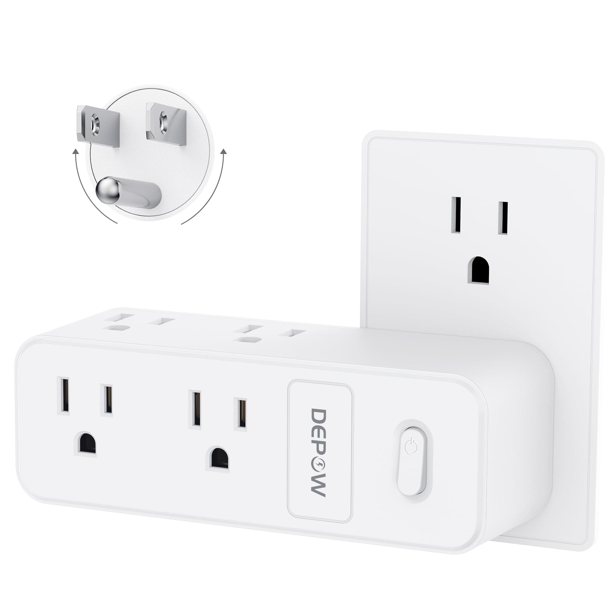 Outlet Extender with 360° Rotating Plug, 6 AC Outlet Splitter (1875W/15A), Multi Plug Wall Outlet with Power Switch, White Outlet Adapter for Home Office Cruise Ship Travel Essential