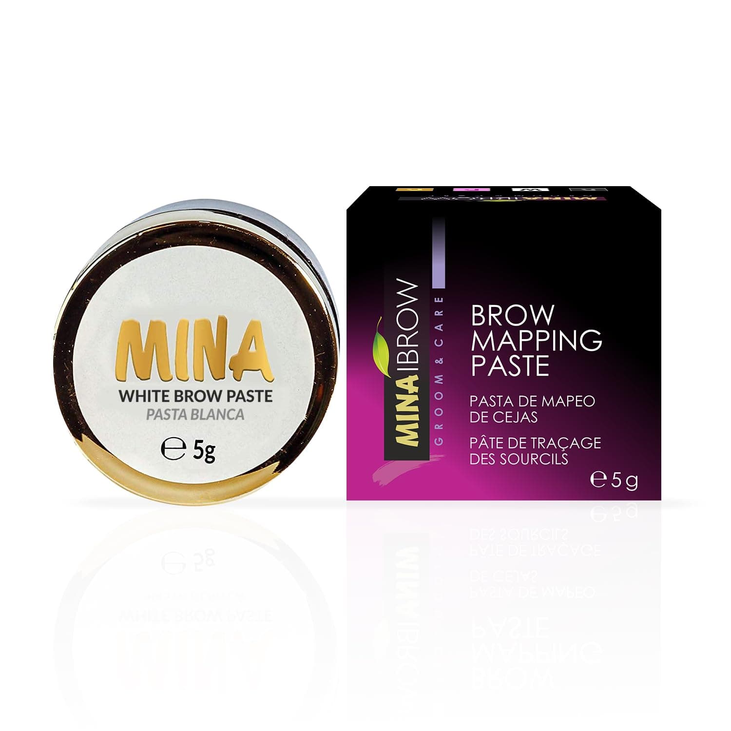 MINA White Mapping Brow Paste 5g | Draw Or Sketch The Right Shape Of The Eyebrow | Help To Perfect Your Brow Tinting, White Paste for Outlining & Fixation, Brow Mapping String, Eyebrow Contour