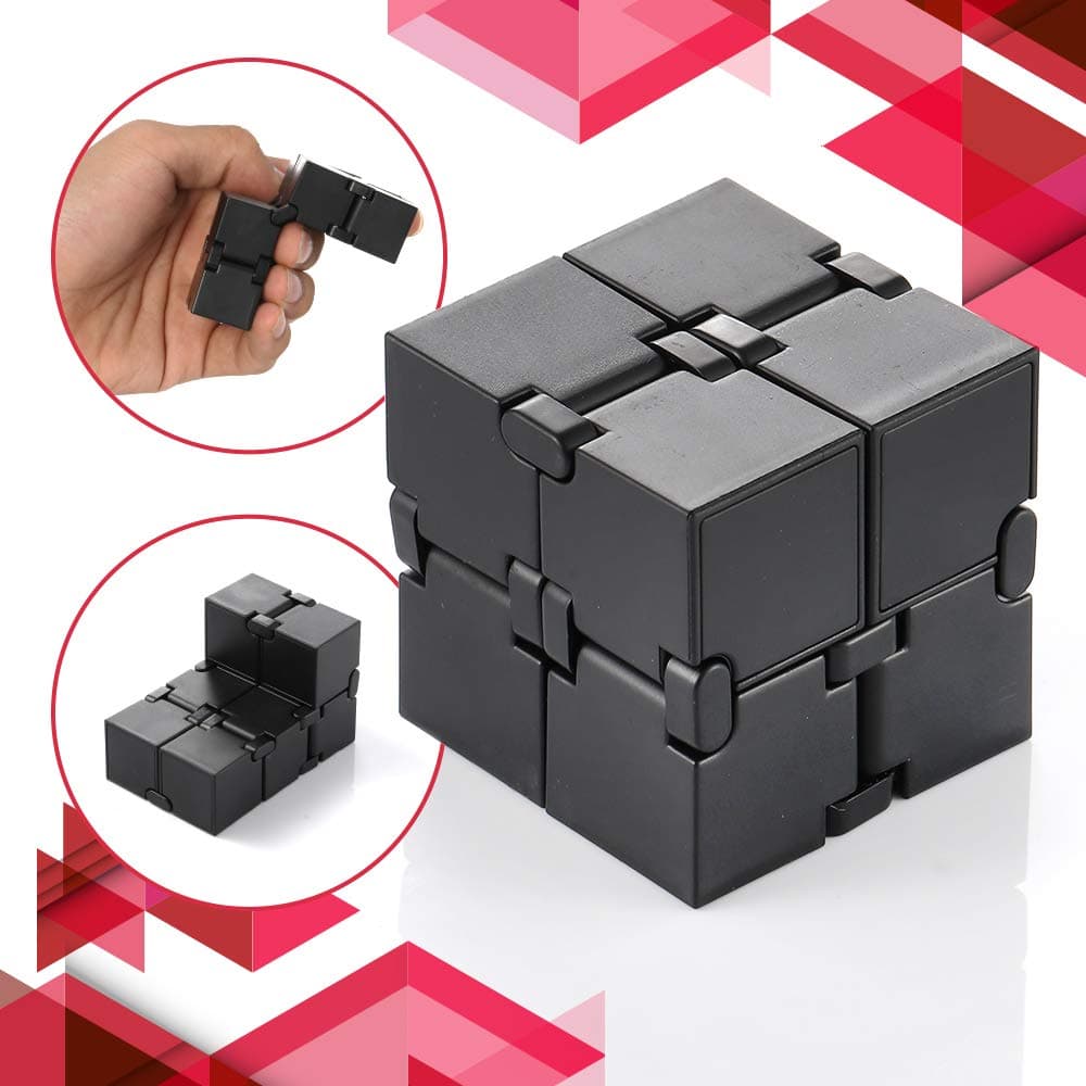 Infinity Cube Fidget Toy,Cool Stuff for ADD, ADHD, Anxiety, and Autism Adult and Children ,Sensory Tool for Stress and Anxiety Relief, Hand Kill Time (Black)