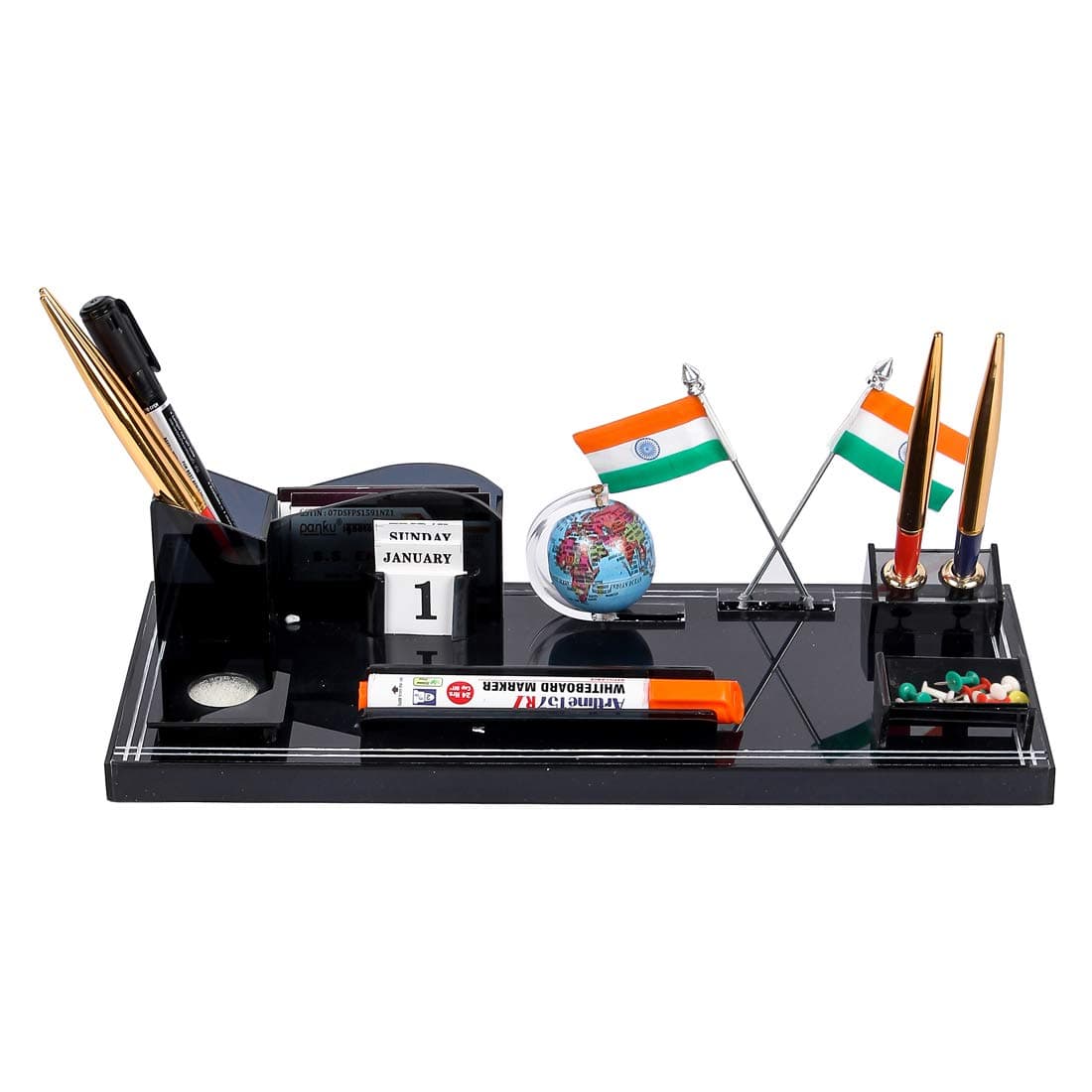 Acrylic Flag Design Pen Stand for Office and Study Table