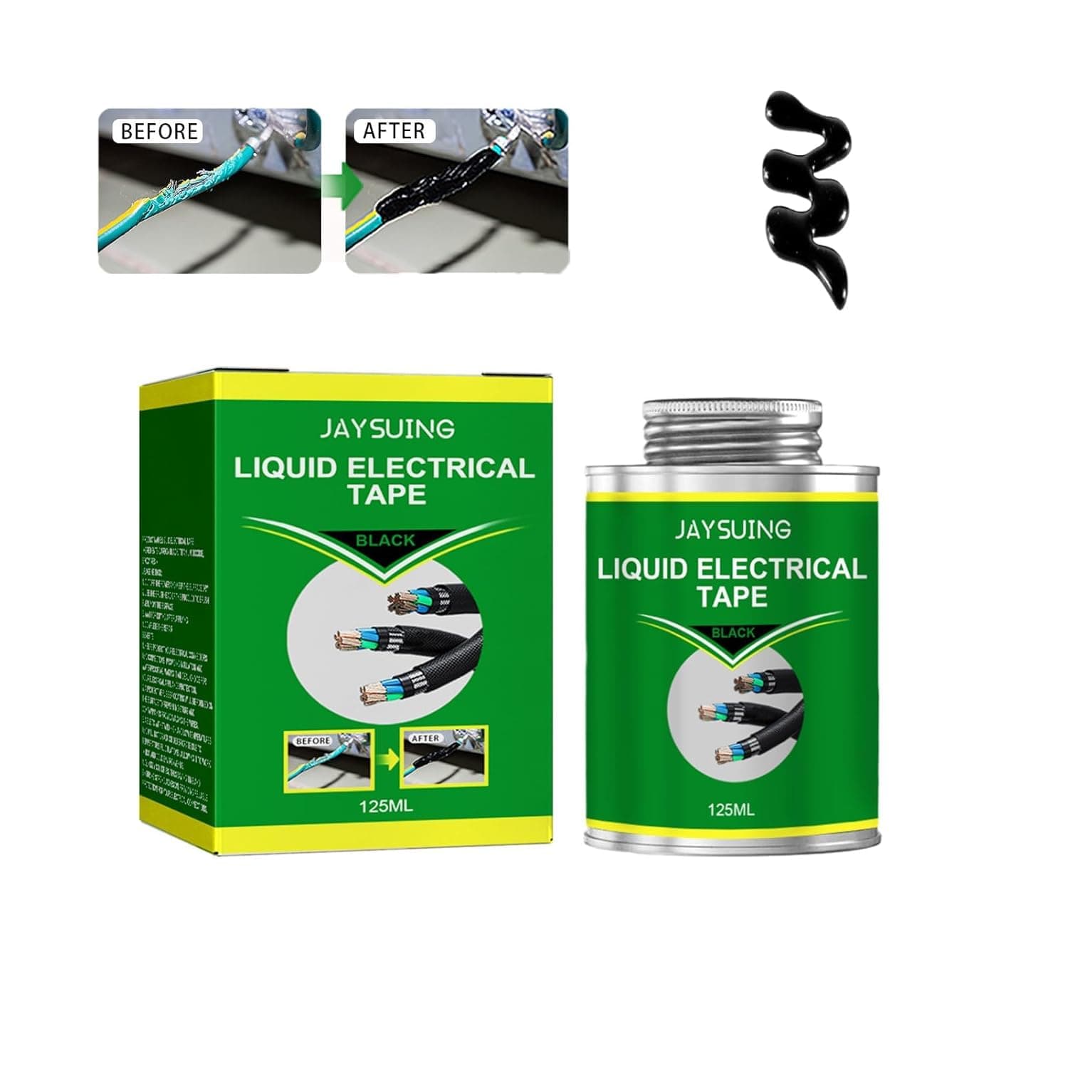 Azonee Liquid Tape - Waterproof, Black, Quick-Drying, High-Temperature Resistant (125ml/4.2 Oz)
