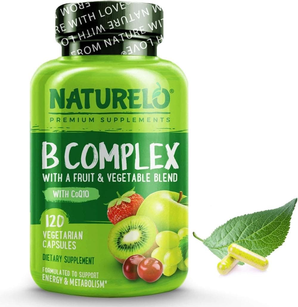 B Complex (One Daily) - Food-Based Blend - All B-Vitamins - Vitamin B6, Folate, B12, Biotin, Niacin, CoQ10 - Best Natural Supplement for Energy - 120 Vegan Capsules | 4 Month Supply