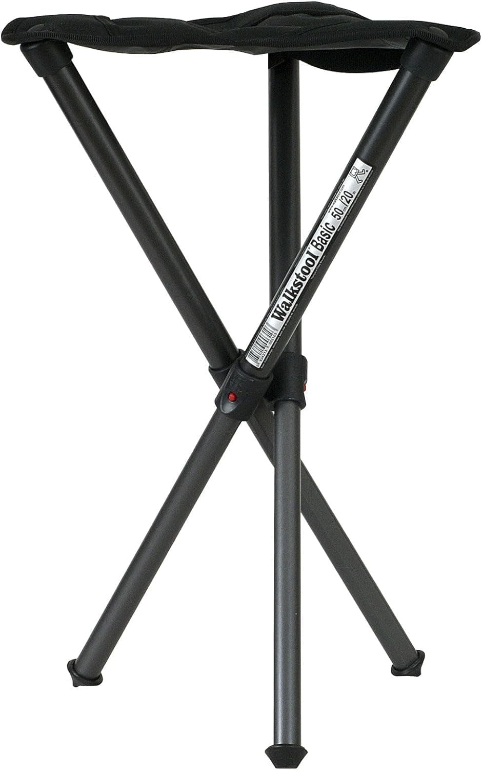 Walkstool - Basic Model - Black - 3 Legged Folding Stool in Aluminium - Height 50 cm - Foldable Stool - Maximum Load 150 kg - Made in Sweden