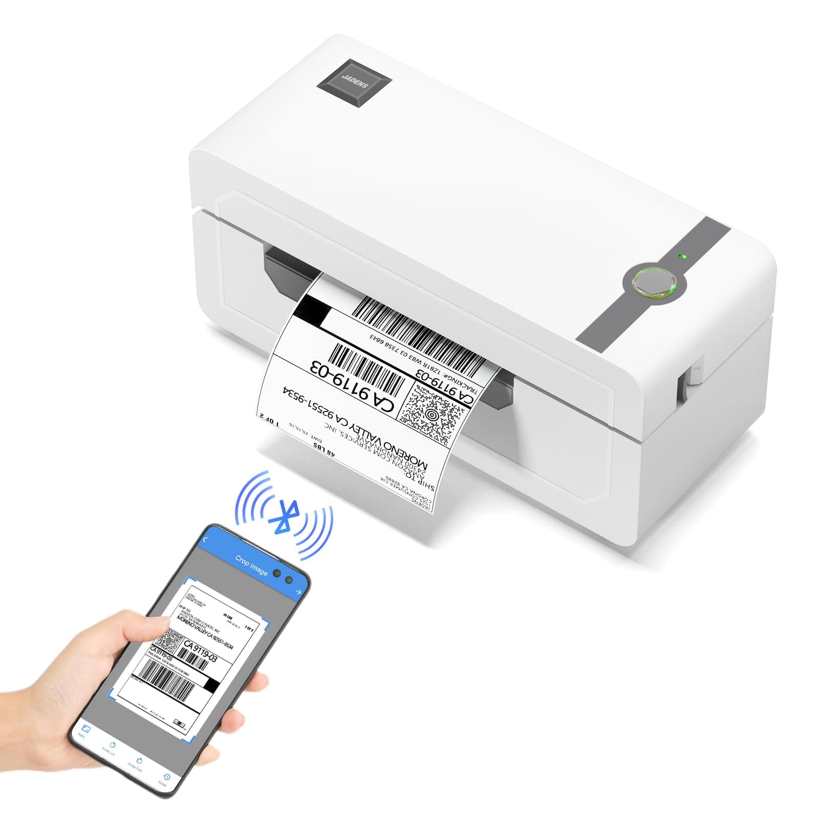 JADENS Bluetooth Thermal Shipping Label Printer – Wireless 4x6 Shipping Label Printer, Compatible with Android&iPhone and Windows, But Not Mac,Widely Used, Amazon, Shopify, Etsy, USPS