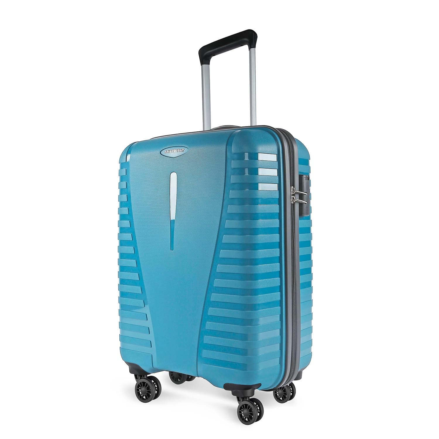 Aristocrat Medium Airpro Check-in 66 Cm Polypropylene 360 Degree 8 Wheels Trolley Bag for Travel Hard Case Luggage, Lightweight with Combination Lock & Robust Trolley with 3 Years Warranty (Teal Blue)