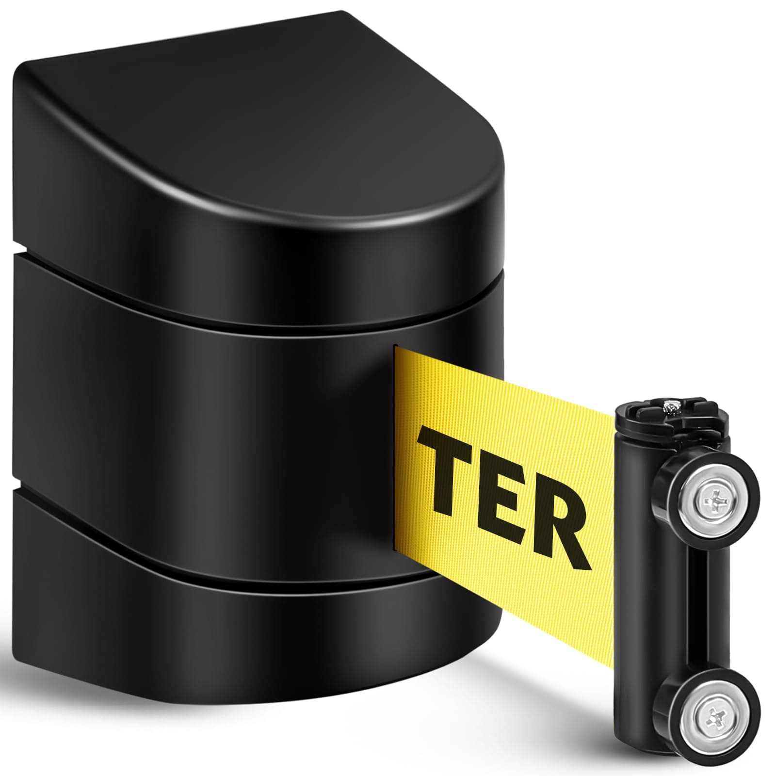 Barydat 16.4 ft Magnetic Retractable Wall Mount Barrier, Crowd Control Safety Belt with ABS Case for Grocery Retail Store Stadium (Caution Do Not Enter,Black,1 Pcs)