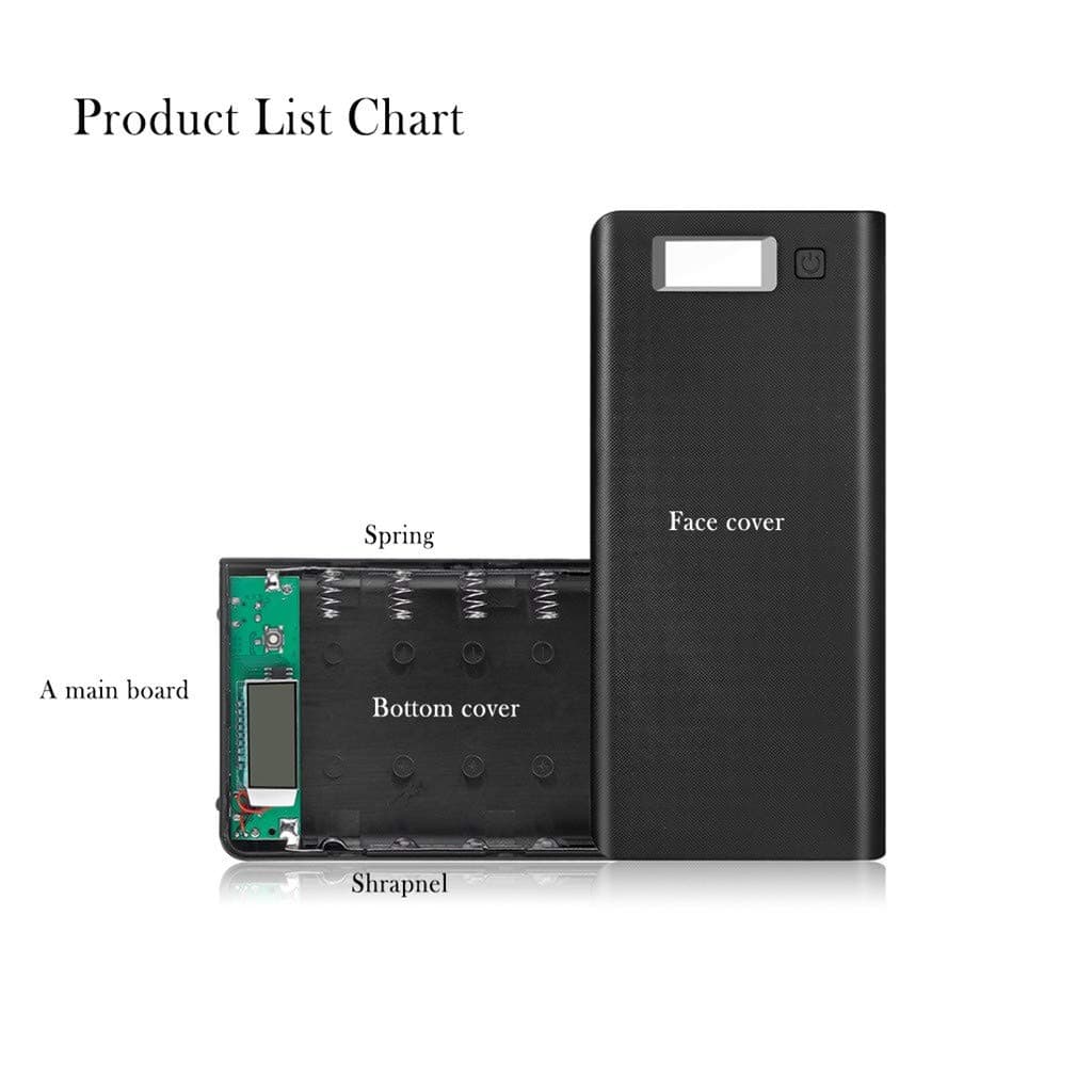 TriLance Solderless 8 Section 18650 Battery Box, DIY USB Mobile Power Bank Charger Case Pack 8pcs 18650 Battery Holder for Phone, black