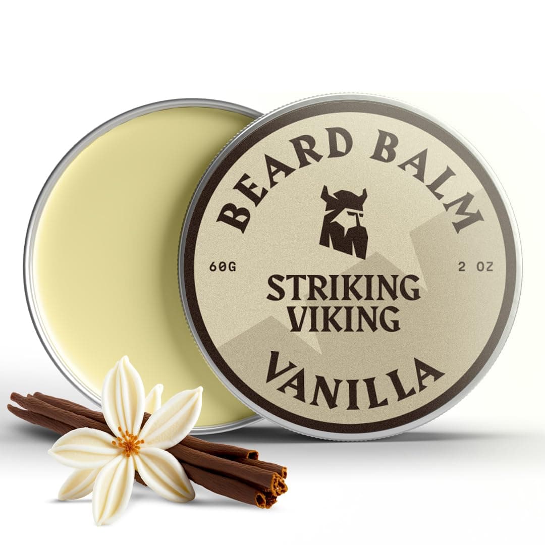 Beard Balm for Men - 2 oz, Vanilla Scent - Light Hold Moisturizer & Beard Conditioner for Men That Softens & Nourishes Coarse Facial Hair with Shea Butter & Tea Tree Oil