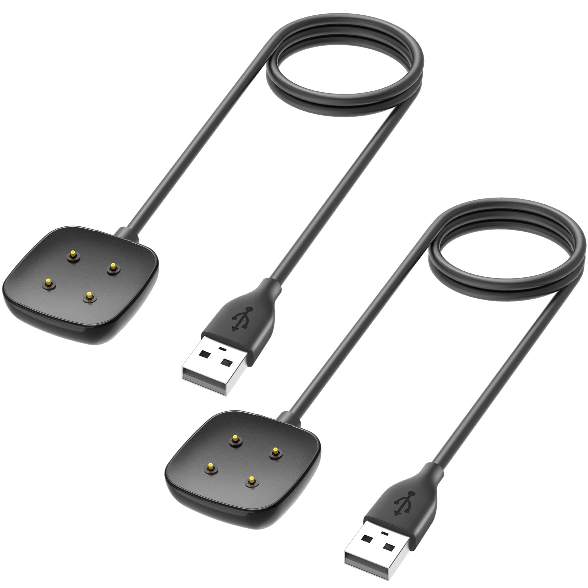 Trami 2 Pack Compatible with Fitbit Sense&Versa 3 Charger, Replacement USB Charging Cable Cord Stand for Versa 3/Versa 4/Sense/Sense 2 Watch,3.3ft+3.3ft