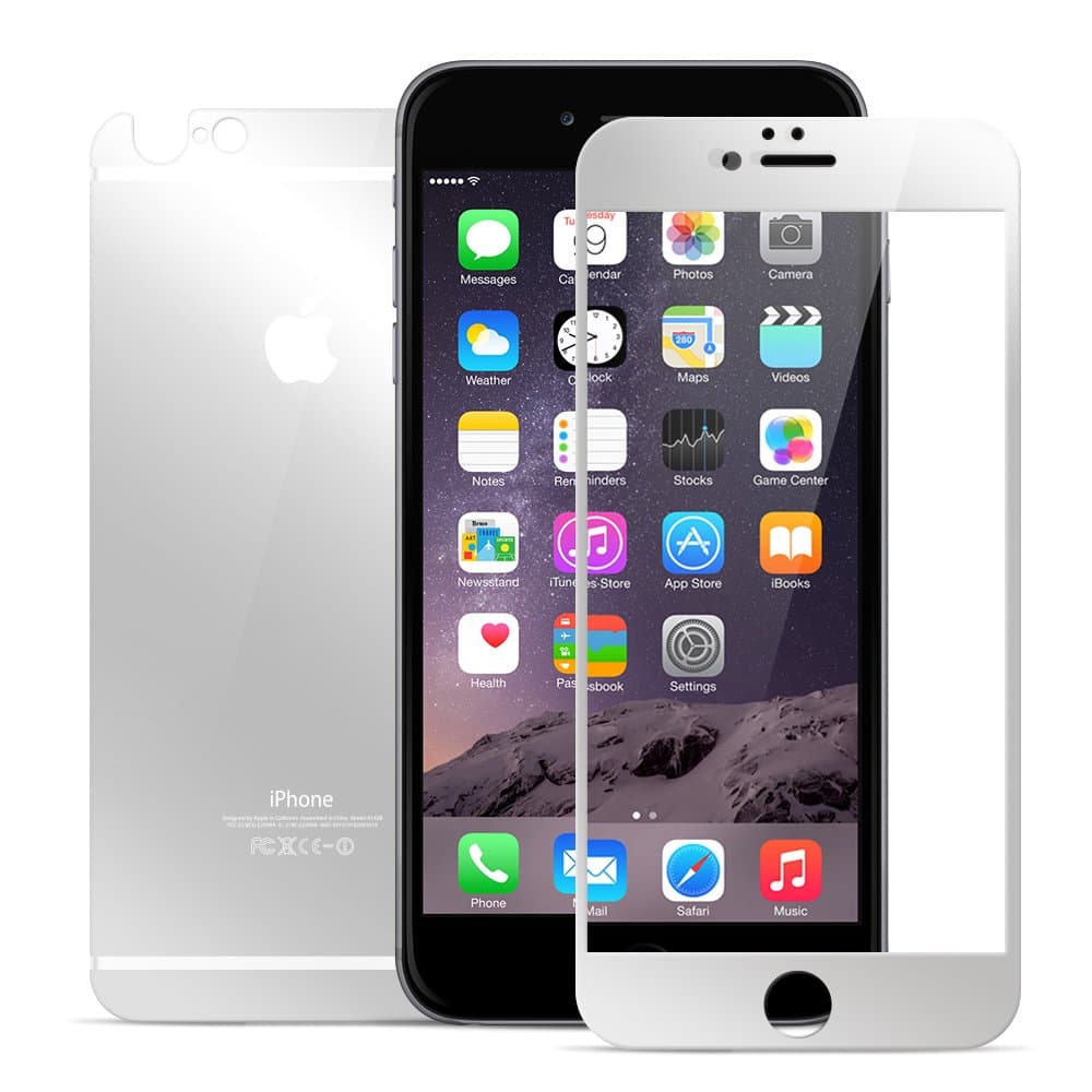 [Mark8] 9H F/B Chrome Tempered Glass Screen Protector For iPhone 6 Plus 6s Plus -Silver