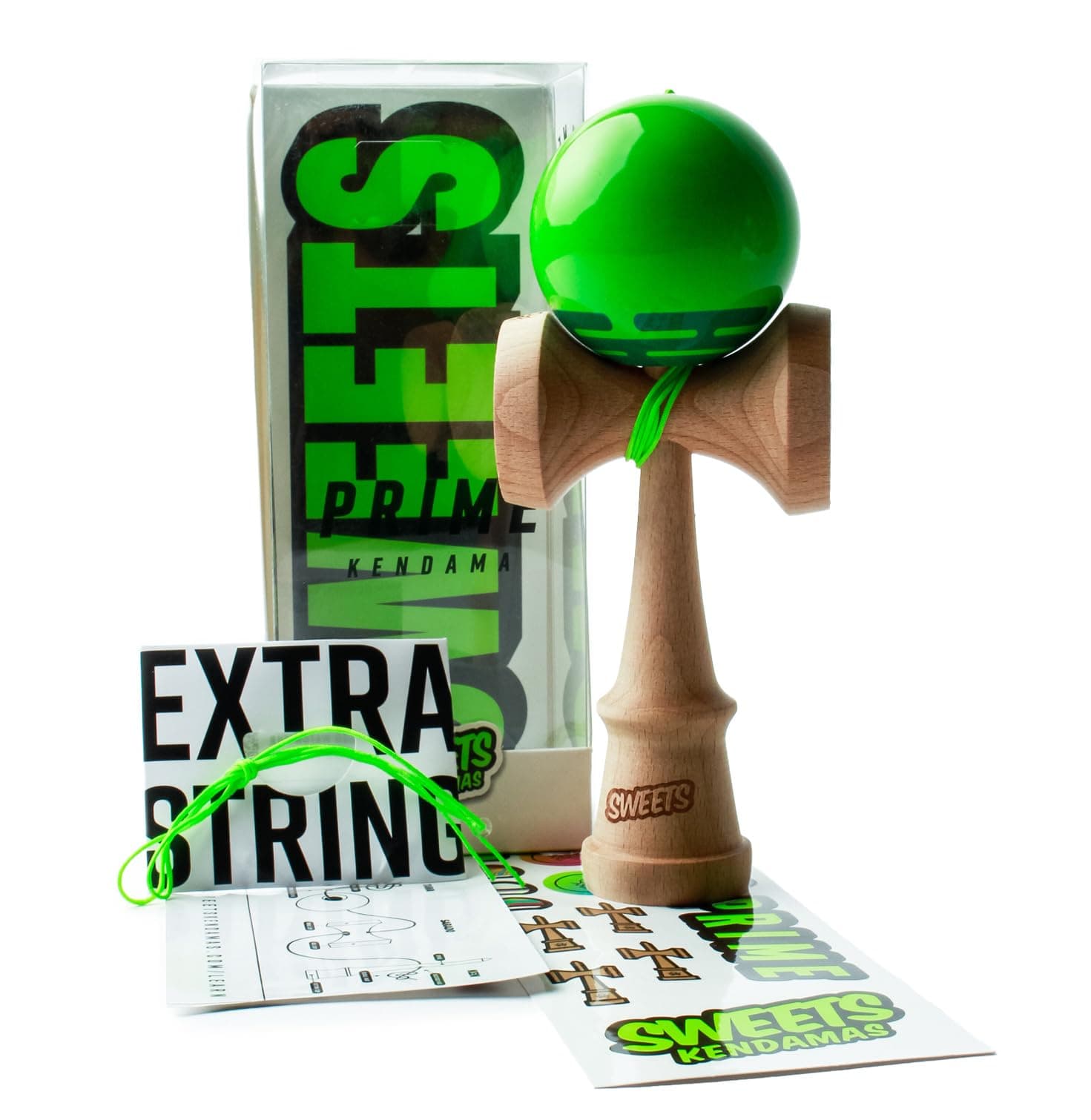 Radar Boost Kendama - Sticky Paint, Improves Hand Eye Coordination, Reflexes, Perfect for Beginners, Extra String Accessory Gift Bundle (Green)