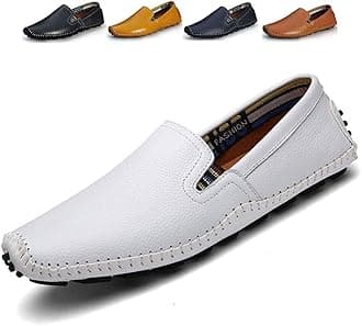 Noblespirit Men's Driving Shoes Leather Fashion Slipper Casual Slip on Loafers Shoes in Summer