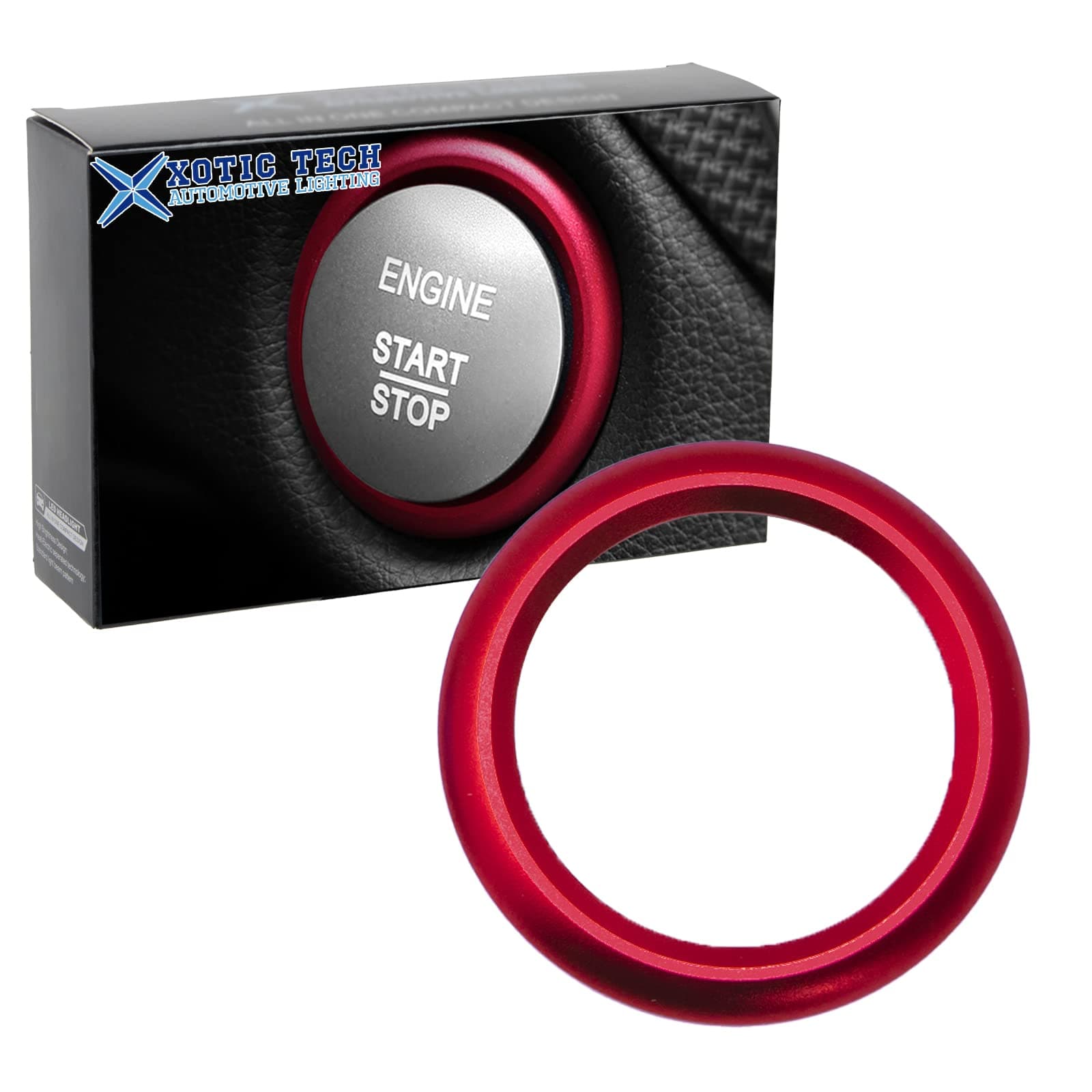 x xotic tech Aluminum Keyless Start Engine Stop Push Button Surrounding Ring Decoration Cover Trim Compatible with Mercedes Benz B C E S G CL SL ML GL CLA GLA GLC GLK GLS Class (Red)