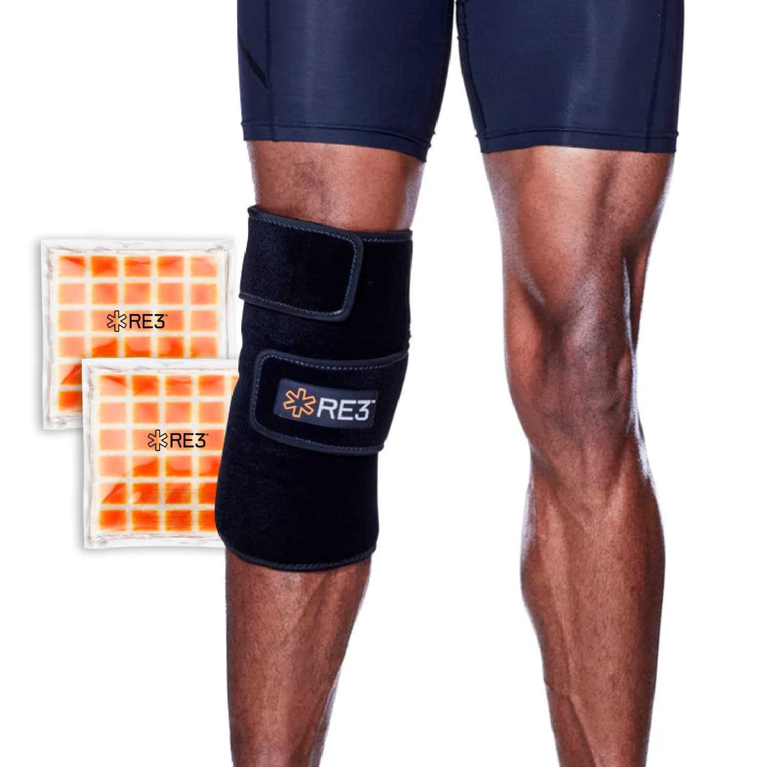 RE3 Ice Compression Pack for Knee, Arm & Leg - Powerful & Effective Cold Compression Cryotherapy Wrap for Chronic Pain, Tendinitis, Sports Injury, Swelling - 2 x Ice Core Blankets - Extra Length